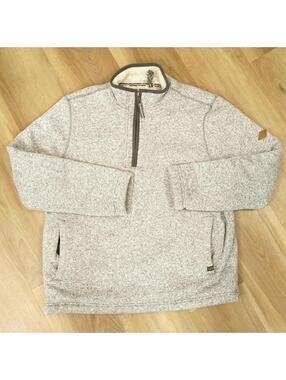 Orvis Quarter-Zip Sherpa Lined Outdoor Pullover, Heavy Men's Medium, Cream